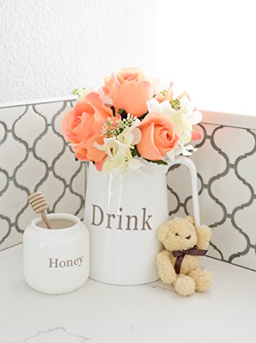 Admired by Nature Artificial Rose Hydrangea Flowers Bouquet, 9 Stems Faux Wedding Bouquet for Bride Bridesmaid, Centerpieces Floral Arrangement Home Decoration GPB8359-PH/CM, Peach/Cream - color: Peach/Cream, size: 1