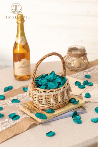 TINGE TIME 200pcs Silk Rose Petals Peacock Green Flower Petals for Wedding, Flower Girl Basket, Aisle Runner, Romantic Dinner Centerpieces, Proposal, Party Confetti - color: Peacock Green