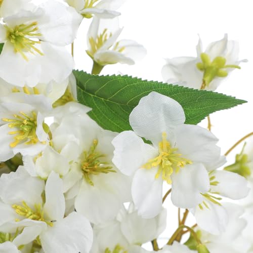 Spring Summer Wreaths for Front Door, 16 Inch Cherry Blossom Wreaths for Spring Summer Decor, White Wreaths for Front Door, Window, Home, Wall, Porch, Farmhouse Decor, Spring Artificial Flower Wreaths - color: # White 16"
