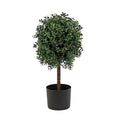 National Tree Company 2 ft Artificial Boxwood Single Ball Topiary, Realistic Fake Tree Potted Plant, Black Nursery Pot