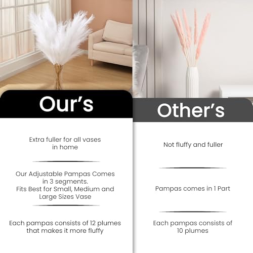 7 Pcs 45" Faux Pampas Grass – Fluffy Artificial Pompous Grass for Tall Floor Vase, Non-Shedding Home Decor, Boho Wedding Flowers, Baby Shower Centerpieces, Bedroom & Living Room Decor (White) - color: White