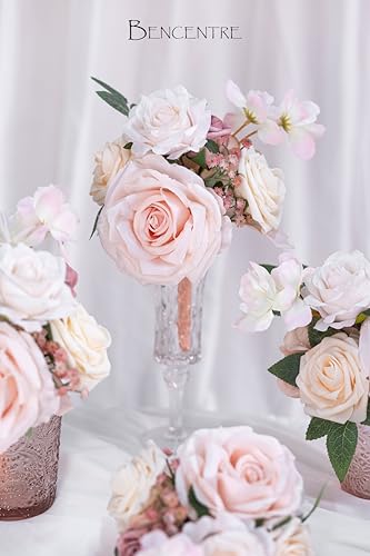 Blush Pink Wedding Centerpieces Flowers Mini Bridesmaid Bouquets Set of 6 Pre-Made Wedding Flowers for Tables Artificial Flowers - color: Blush Pink