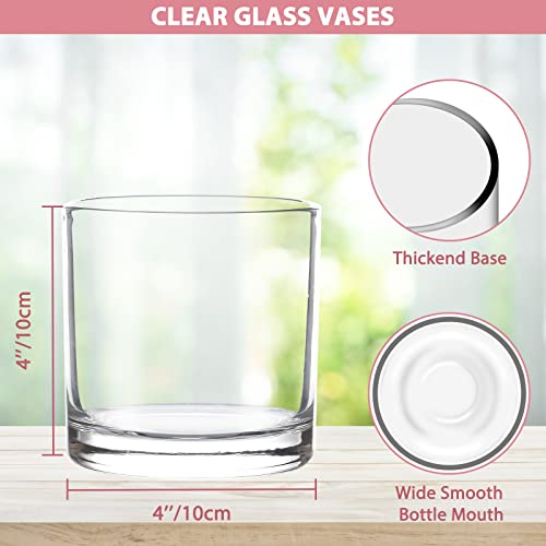 4 x 4 Inch Cylinder Vase,Set of 6 Small Glass Vases for Table Centerpieces,Clear Flower Vases,Decorative Glass Vase for Home Decor,Candle Holder,Wedding Favors(4" W X 4" H) - size: 6pack-4"w x 4"h
