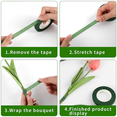 DECORA Floral Paper Tape 1/2 x 30 Yards Premium Quality Flower Stem Wrap Tape for Bouquet Stem Wrapping and Floral Crafts (Dark Green - 2 Packs)