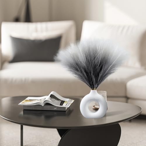 Ureymx Faux Pampas Grass Decor 17.7 Inch 6pcs, Pompas Grass Flower Arrangement and Vase Filler Artificial Pampas Grass Short Decor for Boho Home Wedding Decoration (Gradient Grey) - color: Gradient Grey, size: 17 Inch 6 Pcs