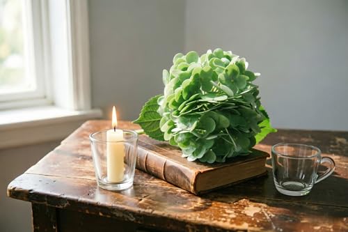 4 Pcs Faux Hydrangeas Real Touch Hydrangea Artificial Flowers Latex Large Fake Flower Long Stems for Wedding Home Party Table Centerpieces Decor (Green) - color: Green