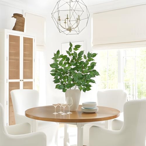 Ficus Leaves Artificial Branches 41.3" Faux Ficus Tree Branches Fake Greenery Plant Spray for Tree DIY Arch Wedding Bouquet Wreath Wall Decor - 3PCS - color: 41inch-3pcs/Green