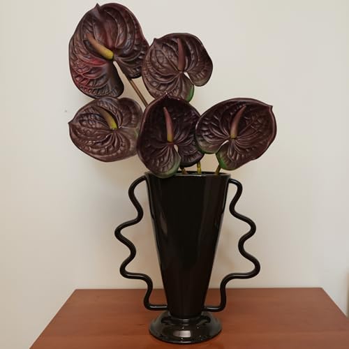Wild Works Dark Brown Rotary Vase, 9.85” Tall Vintage Decor Vases Medieval Flower Vessel Living Room Entrance Personalized Simple Wabi Sabi Decorative Ornament Ceramic Ornament - color: Brown Rotary Vase