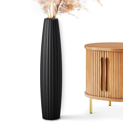 Floor Vases, Tall Floor Vase 23.6 inch (60CM, 1.96FT) Tall Vases, Sturdy Black Vase for Living Room Decor, Resin Black - color: Black