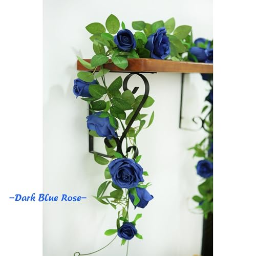 Felice Arts 2 Pack Royal Blue Artificial Rose Vine Each 6.5FT Fake Flower Garland Hanging Rose Garland for Wedding Flowers Table Arrangement Birthday Ceremony Room Graduation Decor - color: Royalblue