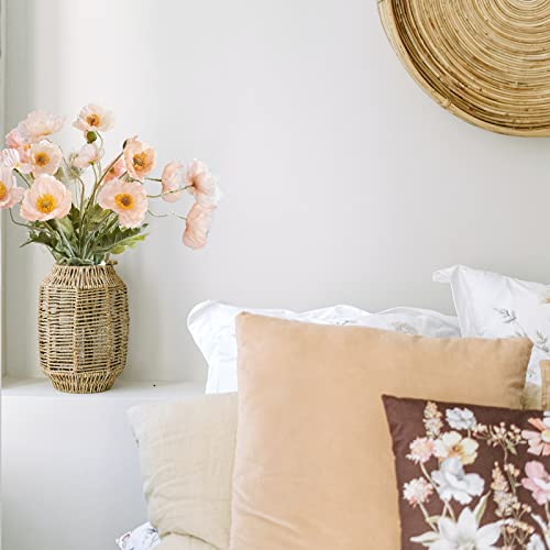 Artificial Flowers 5Pcs Poppies Flowers Artificial Silk Flowers for Home Office Wedding Outdoor Decor (Champagne) - color: Champagne