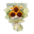 Completed Yellow Crochet Flowers Bouquet, Handmade Knitted Bouquet, Crochet Artificial Flowers of Sunflowers + Daisy for Mother's Day Birthday, Wedding Home Decor, Gifts for Mom (Sunflowers) - style: Sunflower