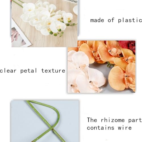 27" Artificial Orchid Stems, Set of 6 Pcs Artificial Touch Orchid Artificial Phalaenopsis Flower Plants Home Wedding Decoration (Blue)