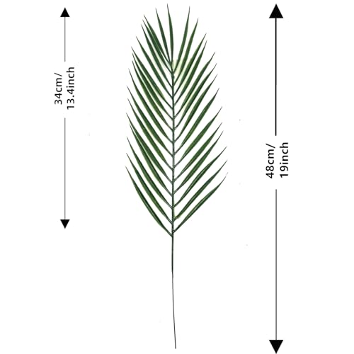 Artificial Palm Leaves Stem Fake Plants Tropical Leaves Stems 12 Pcs, Greenery Jungle for Floral Arrangement Hawaiian Luau Party Decorations Beach Birthday Wedding Table DIY Decor - color: Tropical Palm Leaves Stems/ 12 Pcs