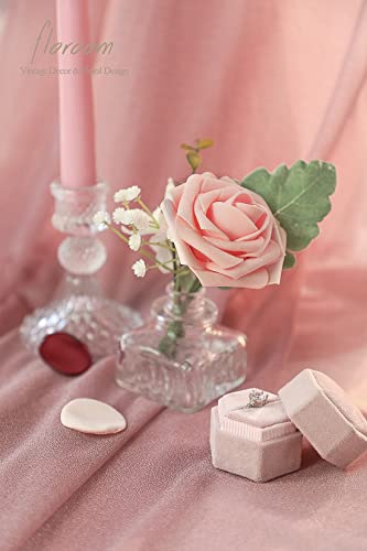 Floroom Artificial Flowers 25pcs Real Looking Coral Ombre Colors Foam Fake Roses with Stems for DIY Wedding Bouquets Bridal Shower Centerpieces Floral Arrangements Party Tables Home Decorations - color: Shades of Coral