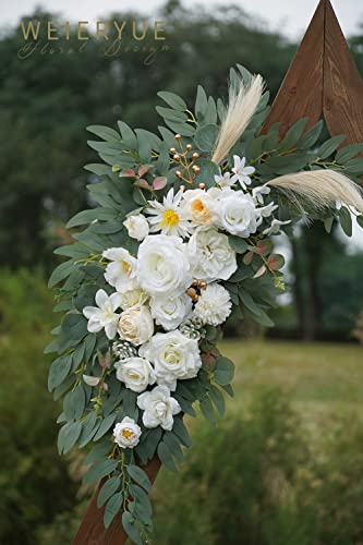 Artificial Wedding Arch Flowers Kit(Pack of 2) for Wedding Arch, Bridal Shower, Ceremony and Reception Backdrop Decoration (Cream & Champagne) - color: Cream & Champagne