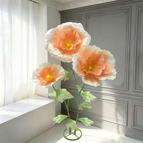 Giant Artificial Flowers Big Flower, Large Wedding Reception Decorations with Standing Base Ideal Birthday Party Home Event Banquet Background Bridal Shower Mall Decor Shop Window Display, Champagne - color: Champagne