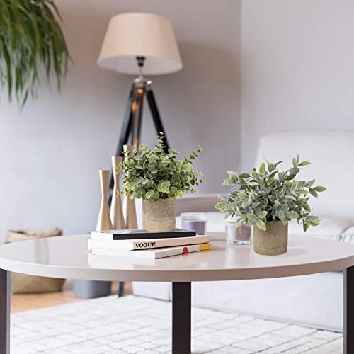 Briful Artificial Potted Plants Set of 2 Small Faux Plant Eucalyptus Mini Fake Plant Decor for Home Table Office Room Desk Bathroom Shelf Kitchen Rustic - color: 3-green