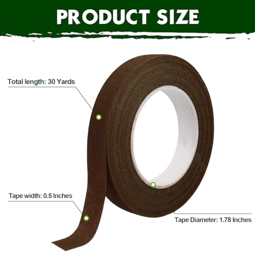 DOMMARE 1/2 Inch Flower Tape Floral Tape, 4Pcs Flower Wrapping Tape, Floral Bouquet Supplies for Bouquet Floral Arranging Flowers Stem Wrapping, Wedding Bouquet, Wreath, Garden Decor, Coffee 32 Yard - color: 4Pcs Coffee, style: Normal & Non-sticky