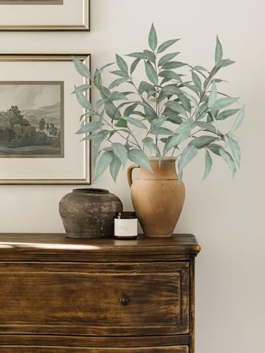 Briful Eucalyptus Stems 39.5 '' Tall, Artificial Branches for Vase Round Year Faux Greenery Stems Realistic Gray Eucalyptus Leaf Plant Sprays for Home Decor Indoor Party Wedding, Set of 3 - color: Gray Green#072