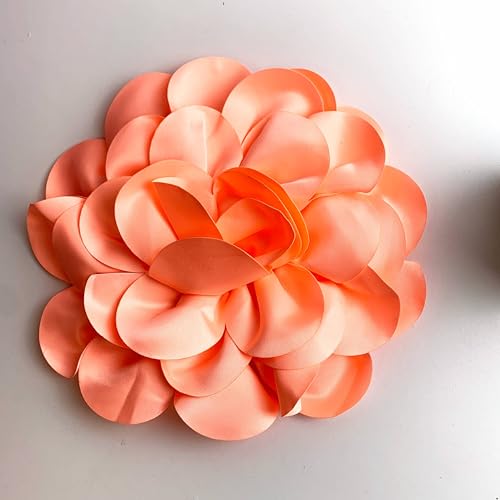 Heyiwell Large Satin Fabric flower for Brooch Pin Wedding Party Dance Dress Suit Clothes Head Hair Accessories DIY Decor 9.45"Inch - color: Peach