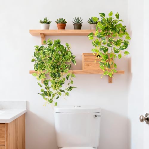 INQCMY Artificial Fake Hanging Plants Philodendro for Outdoors Spring Decoration, 3Pcs Faux Pothos Vines Realistic Greenery UV Resistant for Home Office Bedroom Bathroom Living Room Indoor - color: Green