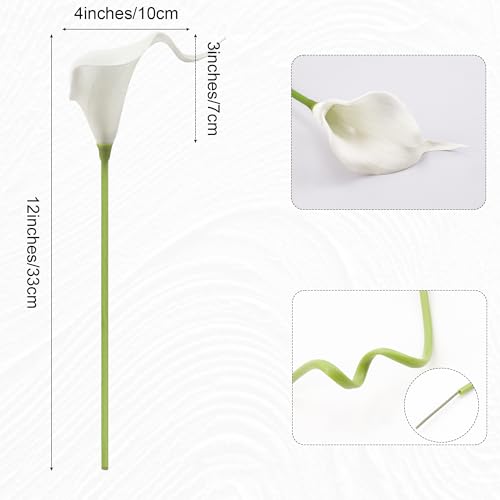 Artificial Calla Lily 12Pcs White Real Touch Faux Flowers for Wedding Bouquet, Bride Bridal Shower, Spring Home Kitchen Table Decor, Fake Lilies for Centerpieces, Party Decorations - color: A - Pure White