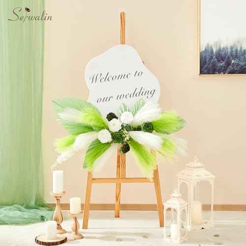 Serwalin Light Green Pampas Grass Decor, 17.7 Inch 6pcs Faux Pampas Grass, Artificial Pampas Grass for Wedding,Parties Table Centerpieces Decoration - color: A Light Green, size: 17 Inch 6 Pcs