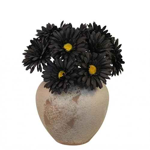 TOPIA Artificial African Daisies Flowers African Daisy Silk Flowers Artificial Gerbera Daisies Pack of 10 (Black) - color: Black, size: 10pcs