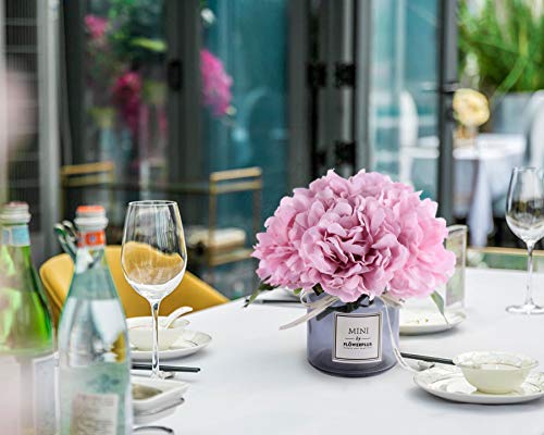 XIAYAN Artificial Flower and Glass Bottle Set, Isn Style, Suitable for Living Room, Dining Table, Office, Wedding, Hotel Banquet and Family Decoration. (Pink Purple) - color: Pink Purple