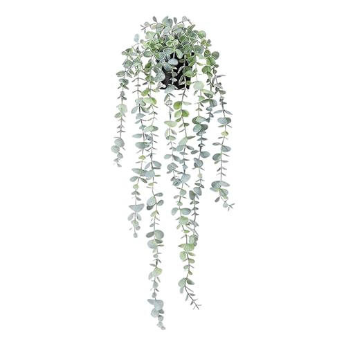 Clearain 1pcs Fake Hanging Plants, Artificial Small Potted Plants, Mini Faux Succulent Plant for Indoor Outdoor Aesthetic Office Living Room Shelf Home Decor (Eucalyptus leaves-1pcs) - color: Eucalyptus Leaves-1pcs