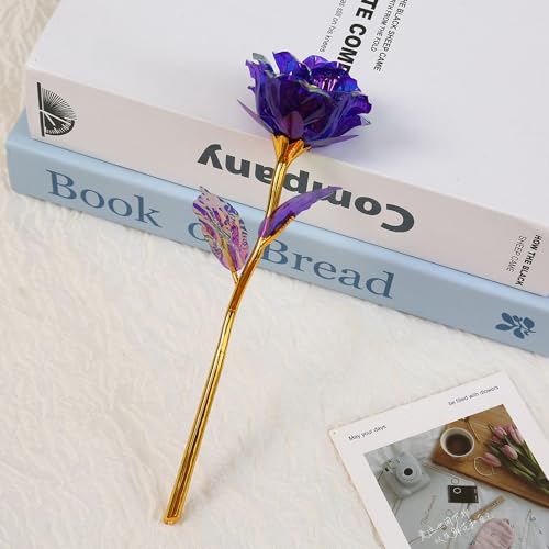 20PCS Artificial Colorful Flowers Galaxy Rose Crystal Flower Glass Rose Gifts for Wedding, Mother' s Day Memorable Days, Purple - color: Purple