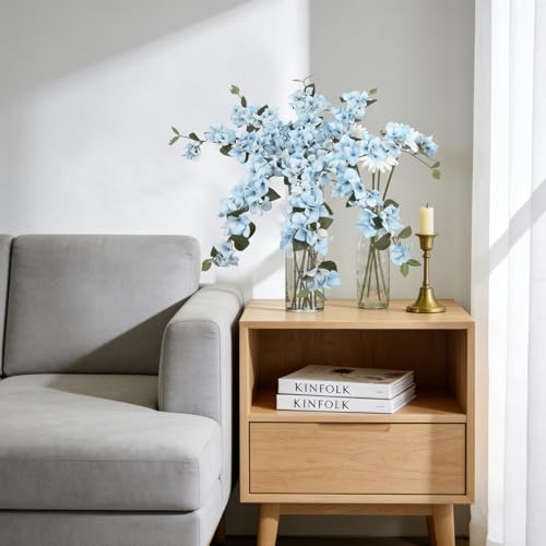 Faux Bougainvillea 8 PCS Realistic Blue Artificial Bougainvillea Silk Flowers 29.9" Long Stem Flowers for Tall Vase Home Wedding Centerepieces Decor (Blue) - color: Blue