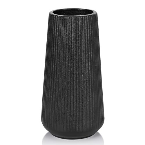 Matte Black Ceramic Vase, GUKJOB Small Cute Flower Vase for Pampas Grass, Home, Living Room, Dining Table, Farmhouse, Office Decor, Bedroom, Table, and Kitchen Shelf (Matte Black) - color: Small Matte Black