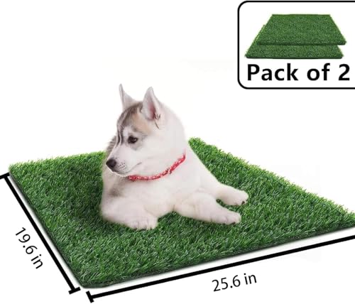 Artificial Grass for Dogs Pee Tray Fake Grass Mat for Professional Puppy Potty Trainer Replacement Dog Grass Pad for Indoor and Outdoor (25.5x19.5 Inch(Pack of 2)) - size: 25.5x19.5 Inch(Pack of 2)