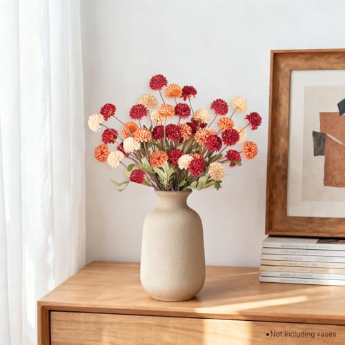 Mkono Faux Fall Flowers 10 Pcs 20" Artificial Mums Flowers with Long Stems Fake Flower for DIY Bouquets Centerpieces Home Decorations Floral Arrangement Table (Orange Mixed) - color: Orange Mixed