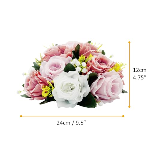 10Pcs Artificial Flower Balls for Centerpieces, Large Round Rose Balls for Parties Valentine's Day Wedding Centerpieces and Home Office Decor (Dusty Pink & White) - color: Dusty Pink & White