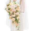 Serwalin 11 Inch Champagne Wedding Bouquets for Bride Bridesmaid, Artificial Rose Bridal Bouquets for Bride, Wedding Flowers Bouquet Tossing Bouquet, Wedding Ceremony and Anniversary - color: Champagne