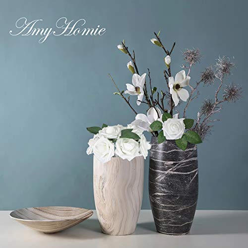 AmyHomie Artificial Flower 50pcs Real Looking Fake Roses w/Stem for DIY Wedding Bouquets Centerpieces Arrangements Party Baby Shower Valentines Day Christmas Tree Decorations - color: White