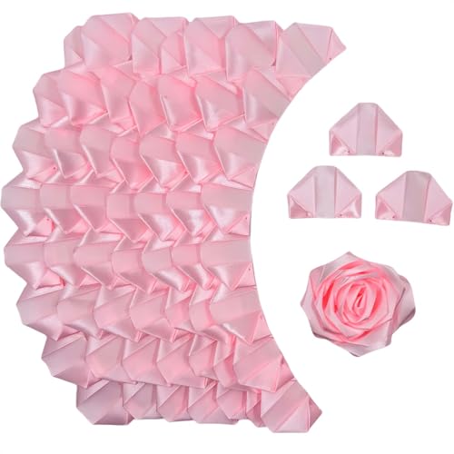 Time-Saving Pre-Fold Satin Petals (100Pcs), for DIY Eternal Rose Bouquets, Perfect for Wedding, Graduation, Valentine's Gift,Half-Finished Crafting DIY Eternal Flowers - color: 100 Pcs Baby Pink