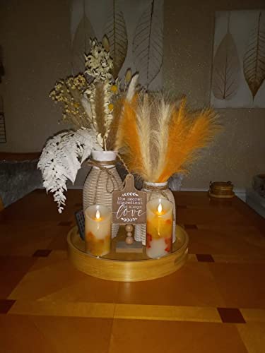 LSKYTOP Orange Pampas Grass Decor,23Inch 12pcs Faux Pampas Grass Bouquets Artificial Pampas Fake Pampas Flower for Home Living Room Bedroom Vase Decor - color: Orange 12pcs