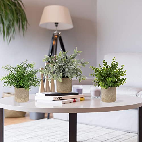Briful 3 Pack Mini Faux Potted Plant Artificial Eucalyptus Plant Fake Topiaries Plant for Home Table Office Room Desk Bathroom Shelf Kitchen Rustic Farmhouse Mantel Decor - color: Green#8
