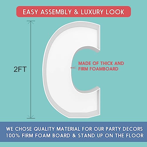 2FT Letter C Mosaic Balloon Frame Letter DIY Fillable Letters Kit for Birthday Party Wedding Backdrop Decor - color: Letter C, size: 2FT