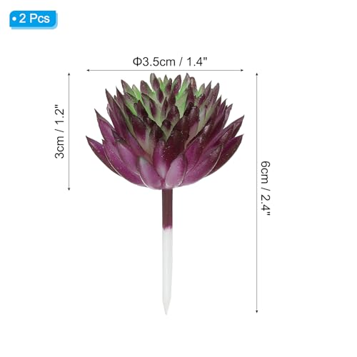 PATIKIL Mini Artificial Succulents, 2 Pack Unpotted Faux Succulent Picks Fake Succulent Plants for Home Landscape Decoration, Dark Purple Green - color: Dark Purple,green