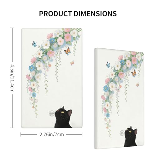 Decorative Art Light Switch Covers Black Cat Hanging Blooms 1 Gang No Device Blank Switchplate Electrical Faceplate for Home Decor - color: Black Cat Hanging Blooms, size: No Blank 1-Gang / 5 x 3 IN
