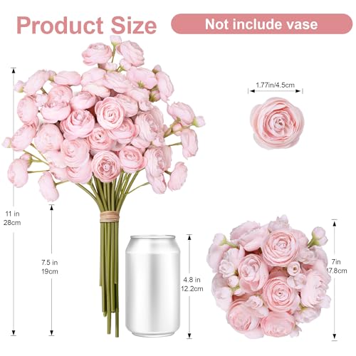 Ranunculus Artificial Flowers 18 Pcs, Faux Silk Mini Peonies Bulk Flowers for Vase, Fake Wedding Filler Flowers for DIY Bouquets, Centerpieces Arrangements Bridal Shower Decor, Shabby Blush - color: Shabby Blush