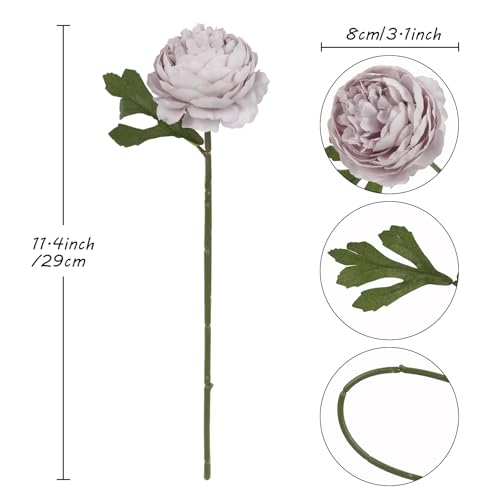 IPOPU 10pcs Light Purple Peonies Artificial Flowers Silk Peonies with Stems Real Look Fake Peony for Home Table Decorations Wedding Faux Flowers Arrangements (Light Purple) - color: Light Purple