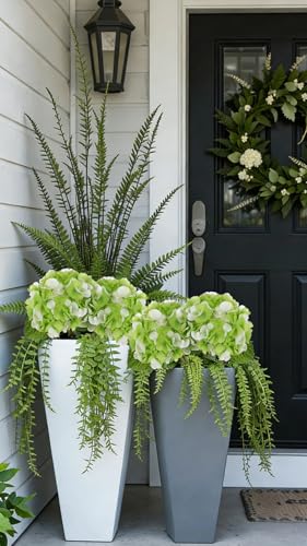 Hollyone Light Green Hydrangea Artificial Flowers 6pcs Large Real Touch Faux Hydrangeas Silk Flowers Bouquets Fake Flower with Stems for Home Decor Indoor Wedding Kitchen Centerpiece Table Decorations - color: Green