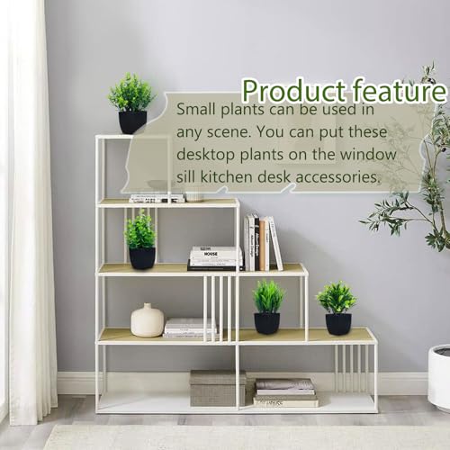 GREENTIME 4 Pack Fake Plants in Black Pot Mini Artificial Eucalyptus Potted Plant Small Faux Grass Greenery Potted for Indoor Home Office Farmhouse Bathroom Table Decoration - color: Black-4