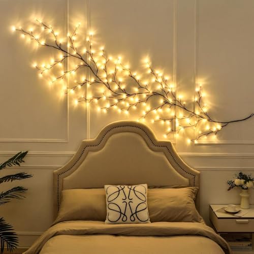 Bare Lamp LED Tree Branch Lights for Wall, Enchanted Willow Vine Lights for Bedroom, 72 Flower String Lights Decor and USB Powered,8 Lighting Modes for Indoor Window Wedding Decor (63in) - size: 63in, style: Bare lamp